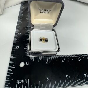 Geoffrey Beene Tie Bar Pin Silver Tone Gold Tone Accent‎ Mens Formal Accessory